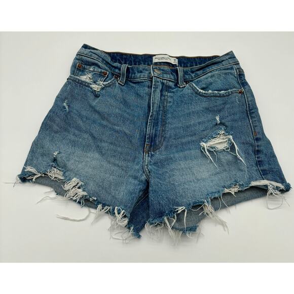 Abercrombie & Fitch 28/6 High Rise 4” Short Distressed Mom Jean Casual - Picture 1 of 9